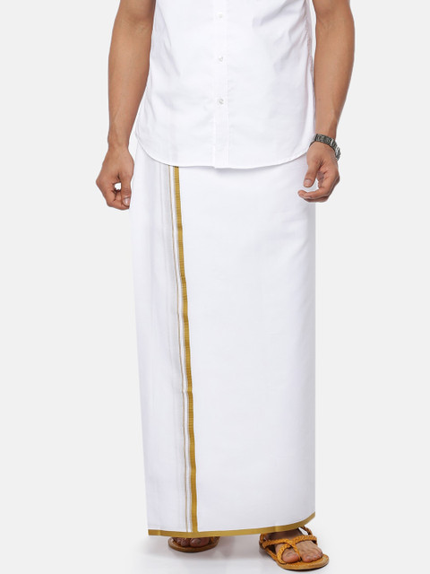 

RAMRAJ COTTON Men White Solid Pure Cotton Dhoti