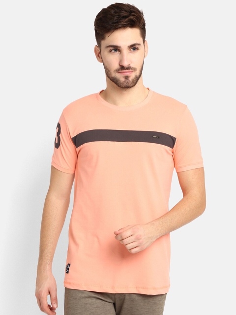 

V2 Value & Variety Men Pink Colourblocked Mandarin Collar T-shirt