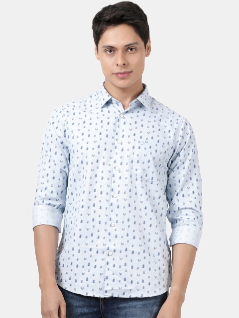 

DERBY JEANS COMMUNITY Men Blue Slim Fit Printed Casual Shirt