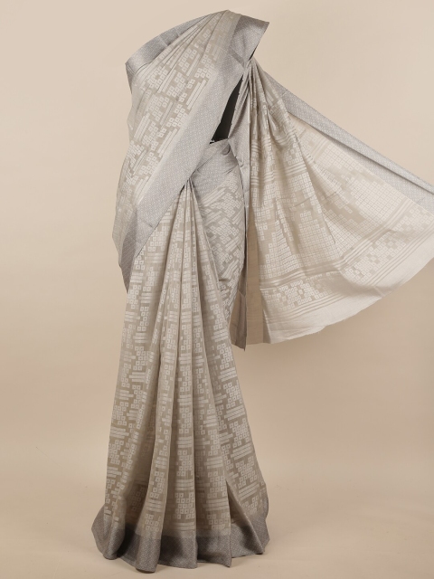

Pothys Grey Geometric Brasso Printed Jute Silk Saree