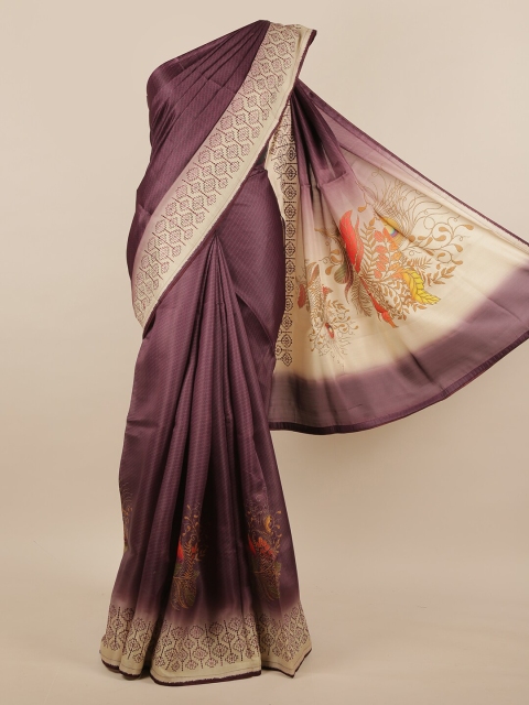 

Pothys Purple & Beige Geometric Printed Jute Silk Saree