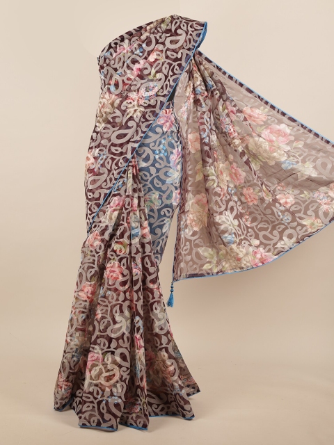 

Pothys Multicoloured Paisley Brasso Printed Jute Silk Saree, Multi