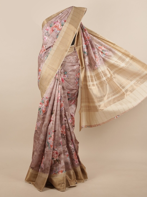 

Pothys Pink & Gold-Coloured Floral Printed Jute Silk Saree