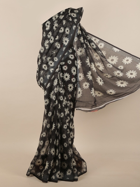 

Pothys Black & Off White Floral Printed Saree