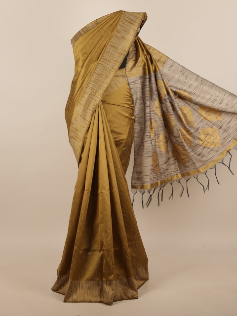 

Pothys Khaki & Beige Woven Design Jute Silk Saree