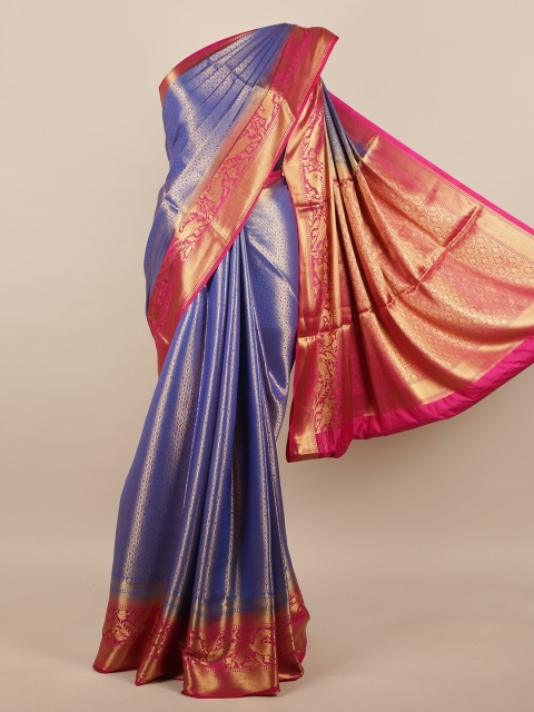 

Pothys Blue & Pink Ethnic Motifs Zari Jute Silk Saree