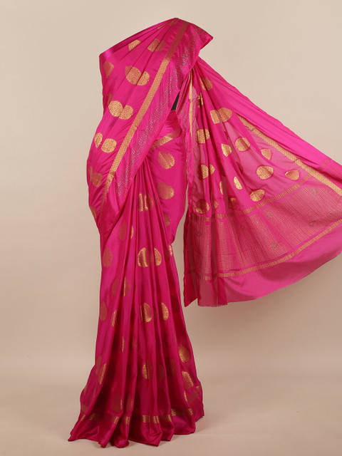 

Pothys Magenta & Gold-Toned Ethnic Motifs Zari Saree