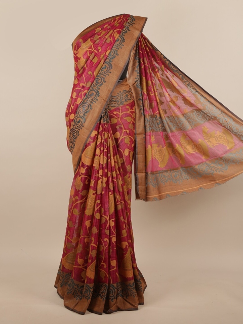 

Pothys Pink & Orange Paisley Jute Silk Saree