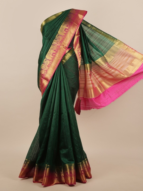 

Pothys Green & Pink Woven Design Jute Silk Saree