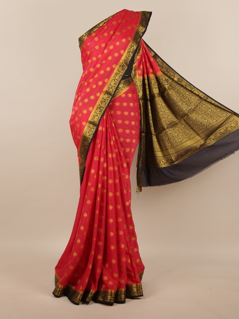 

Pothys Pink & Navy Blue Paisley Zari Saree