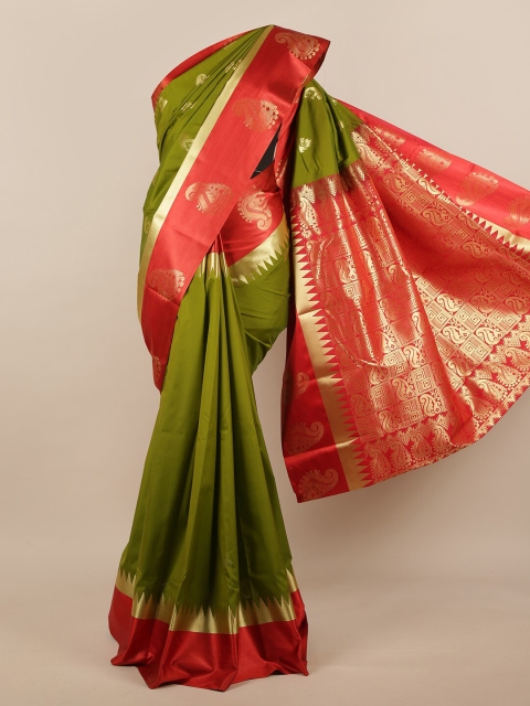 

Pothys Green & Red Paisley Zari Woven Design Art Silk Saree