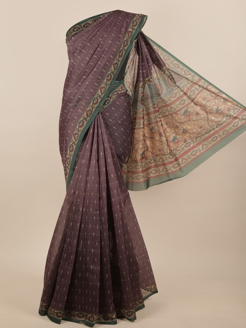

Pothys Grey & Green Ethnic Motifs Jute Silk Saree