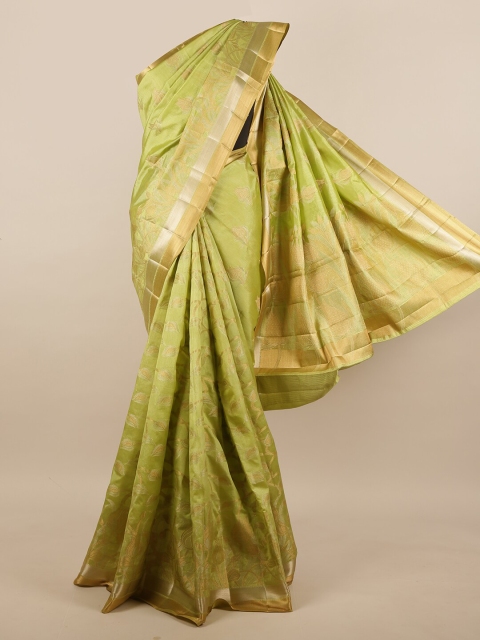 

Pothys Lime Green & Gold-Toned Paisley Zari Jute Silk Saree