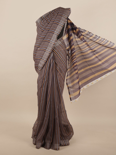 

Pothys Multicoloured Striped Linen Blend Saree, Multi