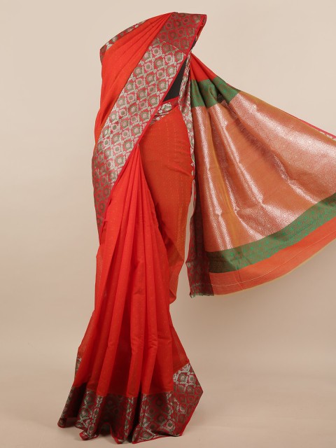 

Pothys Red & Green Woven Design Jute Silk Saree