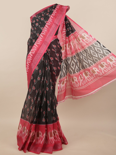 

Pothys Black & Pink Linen Blend Saree