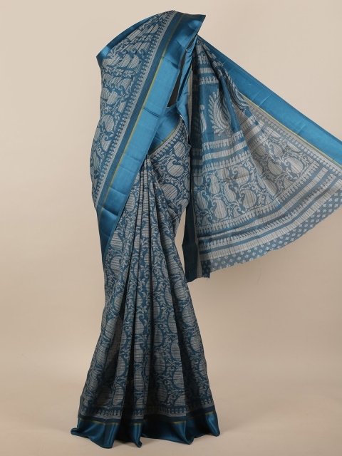

Pothys Blue & Grey Ethnic Motifs Zari Jute Silk Saree