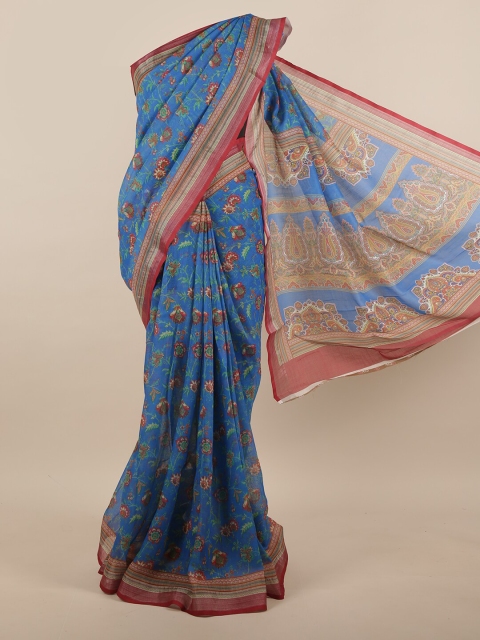 

Pothys Blue & Red Floral Printed Saree