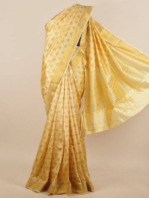 

Pothys Yellow & Gold-Toned Jute Silk Saree