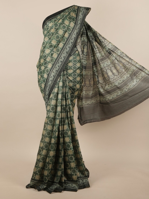 

Pothys Green & Cream-Coloured Jute Silk Saree
