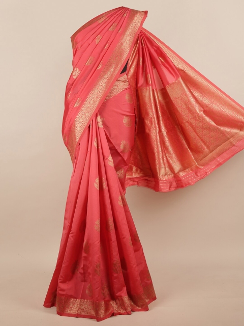 

Pothys Pink & Gold-Toned Ethnic Motifs Zari Jute Silk Saree