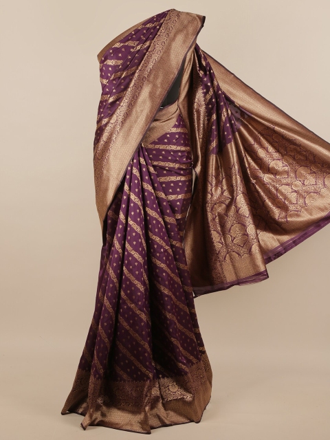 

Pothys Burgundy & Gold-Toned Woven Design Zari Jute Silk Saree