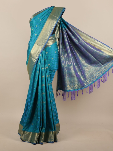 

Pothys Turquoise Blue & Gold Coloured Woven Design Art Silk Saree