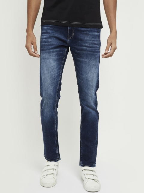 

max Men Blue Heavy Fade Bleached Jeans