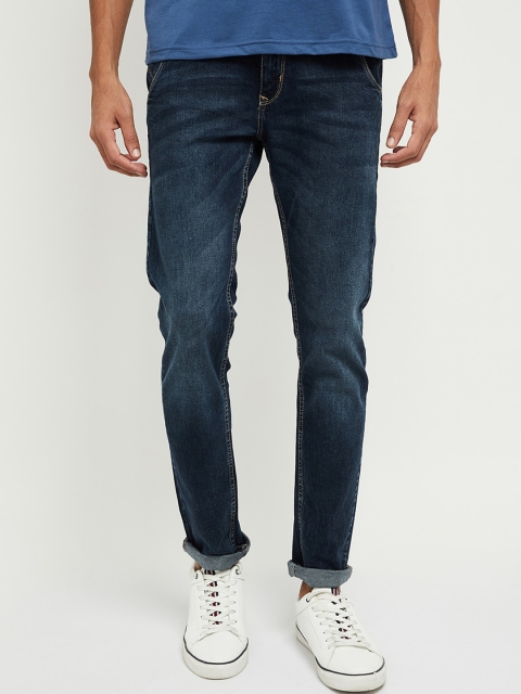 

max Men Navy Blue Mid-Rise Light Fade Jeans