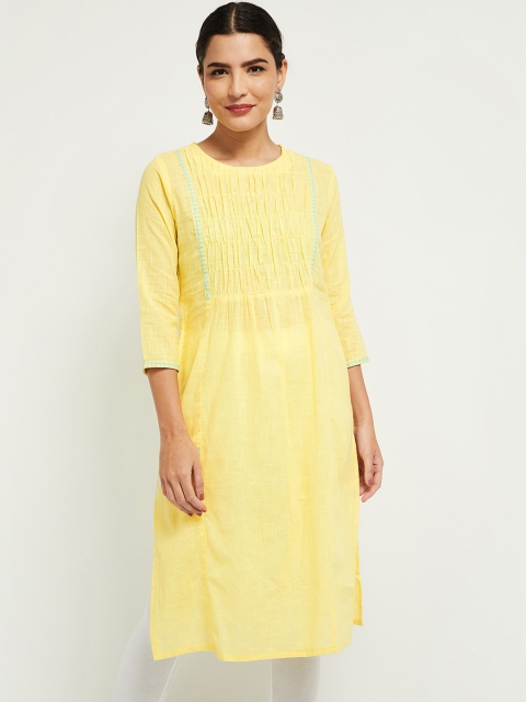 

max Women Yellow Flared Sleeves Kurta