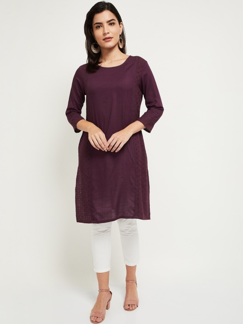 

max Women Purple Solid Kurta