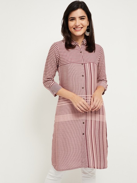 

max Women Purple Striped Kurta