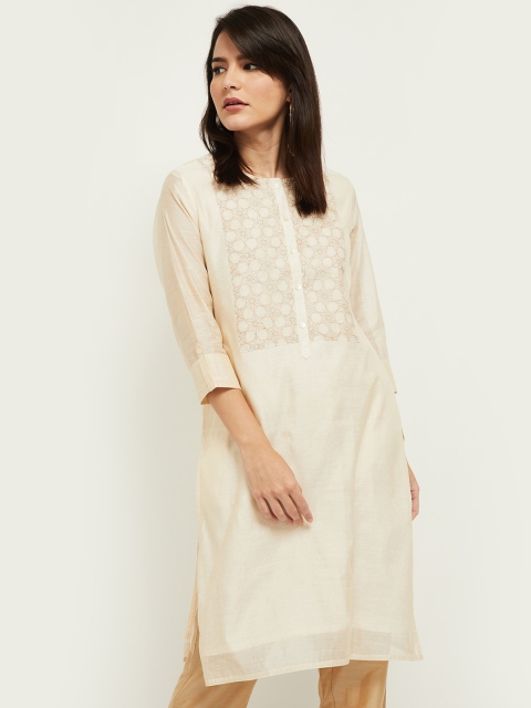 

max Women Off White Geometric Yoke Design Gotta Patti Kurta