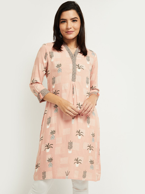 

max Women Pink Floral Embroidered Gotta Patti Kurta
