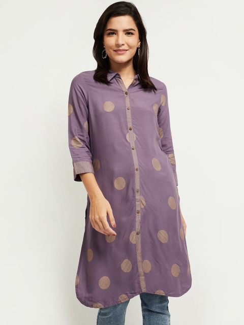

max Women Purple Thread Work Kurta