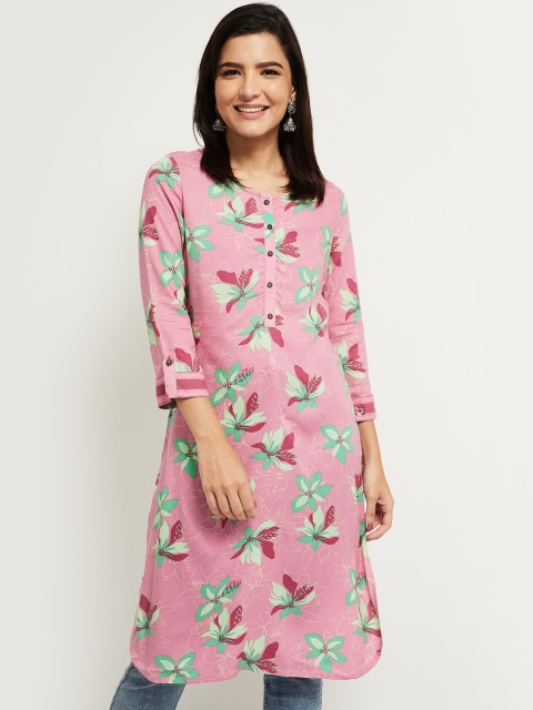 

max Women Pink Floral Printed Kurta