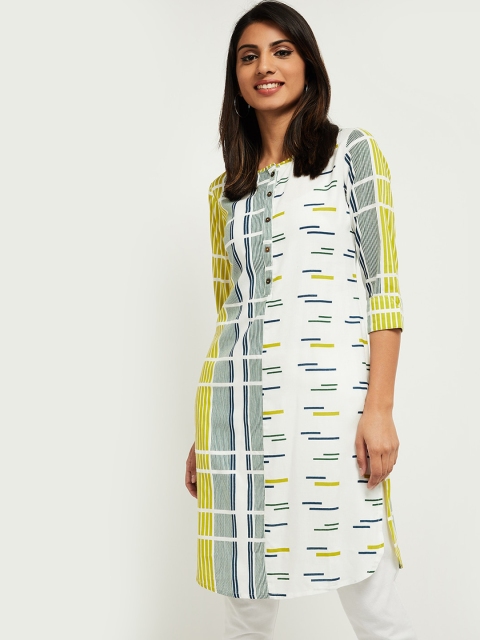 

max Women Off White Striped Kurta
