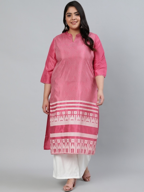 

Jaipur Kurti Women Mauve Printed Straight Kurta with Palazzos