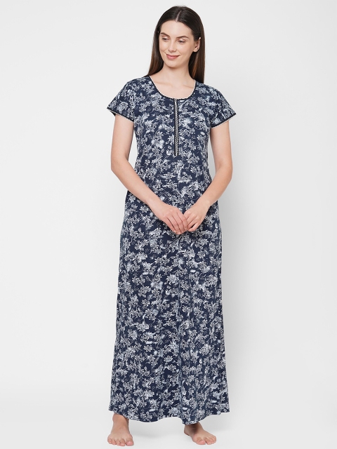 

Sweet Dreams Navy Blue Printed Maxi Nightdress