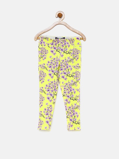 

Allen Solly Junior Girls Yellow Floral Print Regular Fit Treggings