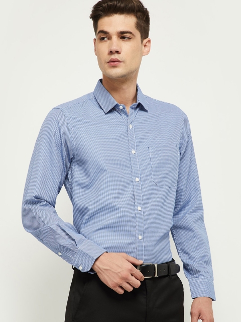 

max Men Blue Checked Formal Shirt