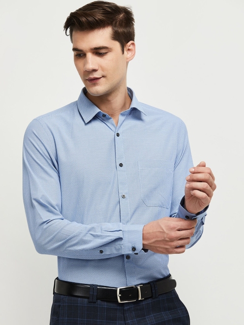 

max Men Solid Blue Formal Shirt