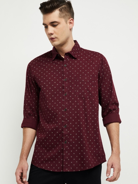 

max Men Maroon Printed Casual Shirt