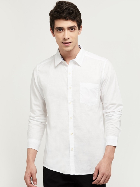 

max Men White Solid Casual Shirt