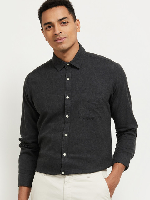 

max Men Grey Casual Shirt