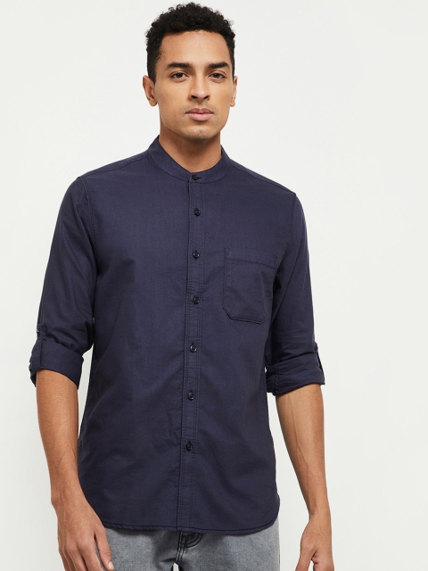 

max Men Blue Solid Casual Shirt