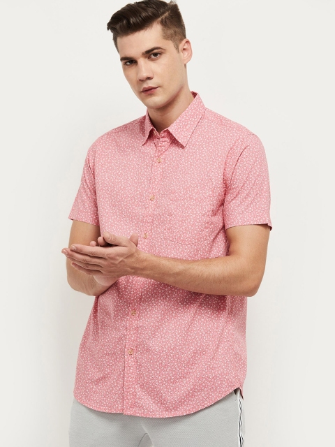 

max Men Pink Printed Cotton Casual Shirt