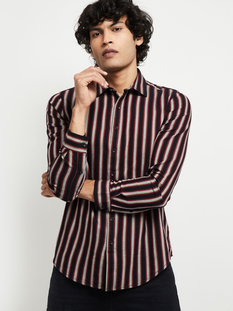 

max Men Red Striped Casual Shirt