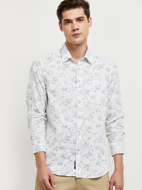

max Men White Floral Printed Casual Shirt