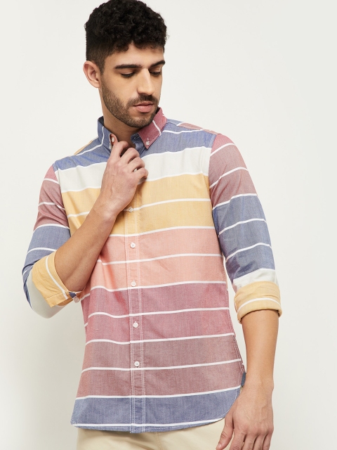 

max Men Red Horizontal Stripes Striped Casual Shirt